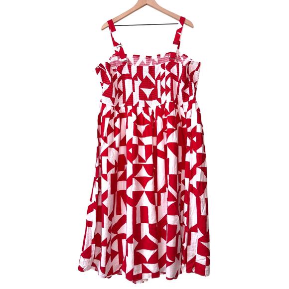 LANE BRYANT‎ Smocked-Bodice Midi Dress Women's 26 Bold Fit & Flare Modern Preppy - Picture 7 of 13